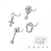 8PCS OF ASSORTED CZ DANGLE 316L SURGICAL STEEL L-SHAPE NOSE STUD BOX 8PCS OF ASSORTED CZ DANGLE 316L SURGICAL STEEL L-SHAPE NOSE STUD BOX